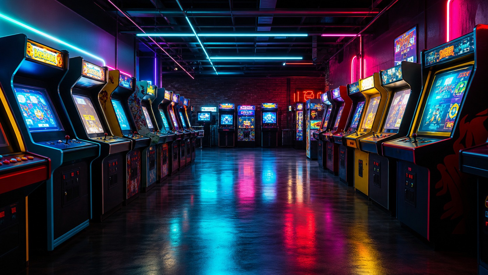 Clean neon arcade before using the deep fried image generator