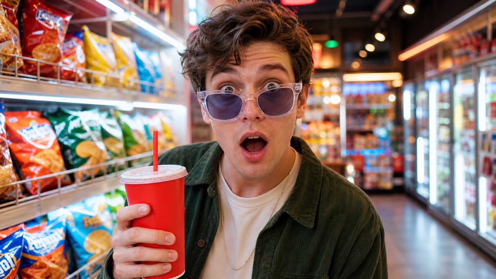 Clean convenience store portrait before using the deep fried image generator