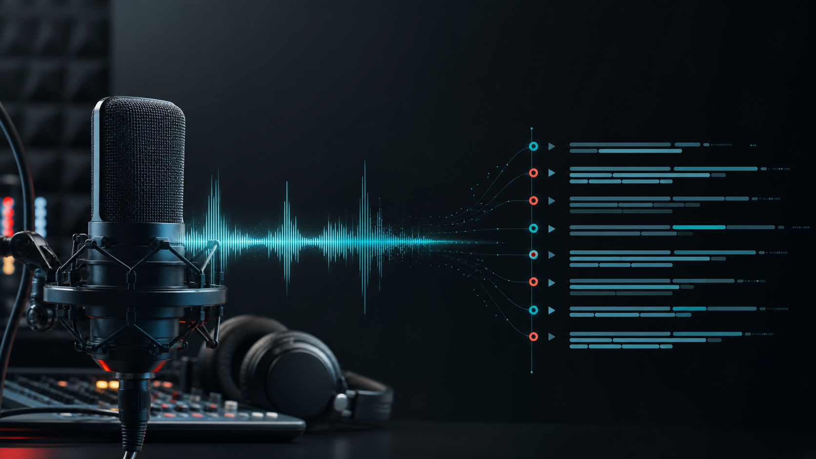 Speech waveform converted into structured transcript lines